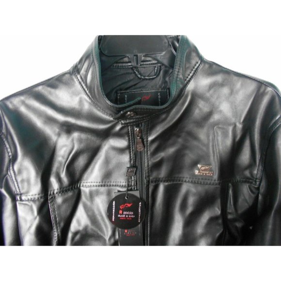 **R ROSSO BLACK & GOLD** Men's Black Leather Jacket Size 2XL New W/Tags - Picture 2 of 11
